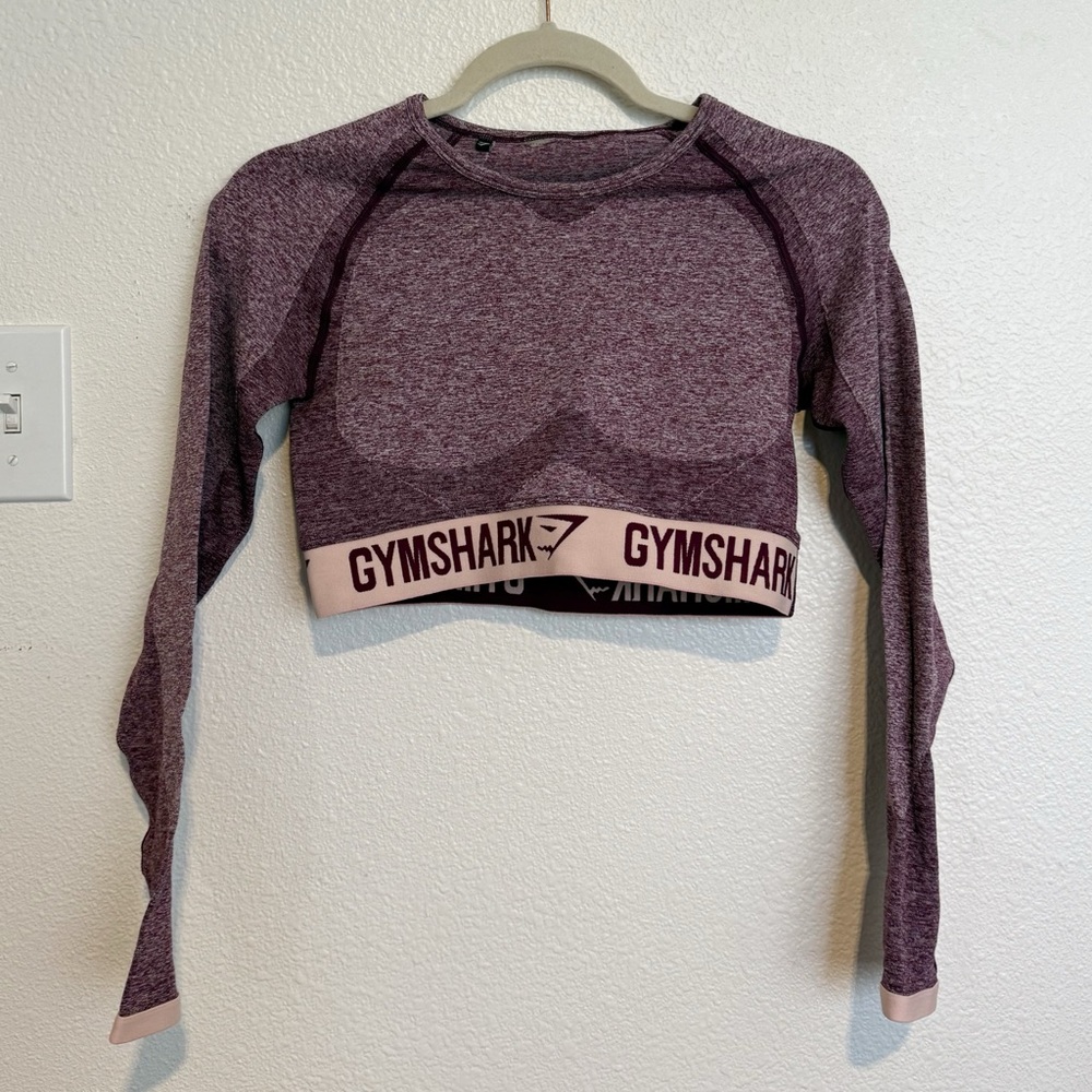 Gymshark Women's Heathered Purple Long Sleeve Crop Top